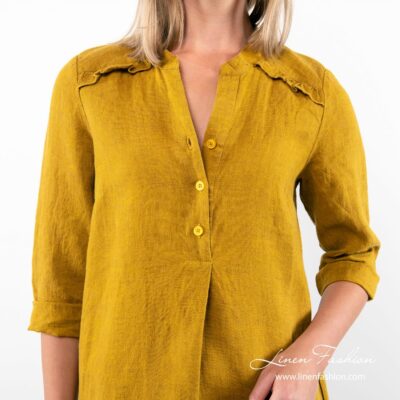 SIGA Dress mustard yellow 10 Mustard coloured linen dress.