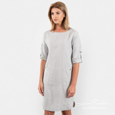 VILI Dress grey 6 Light grey linen dress