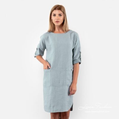 VILI Dress stone blue 6 Stone blue linen dress