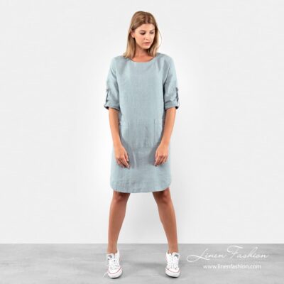 VILI Dress stone blue 7 Stone blue linen dress full size