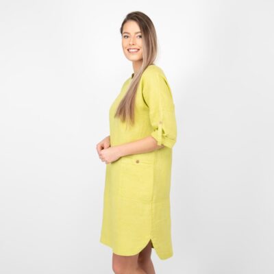 VILI Dress salad green 10 salad green linen dress slits on sides
