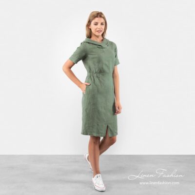 MAGALI Dress green 7 Green linen dress full size