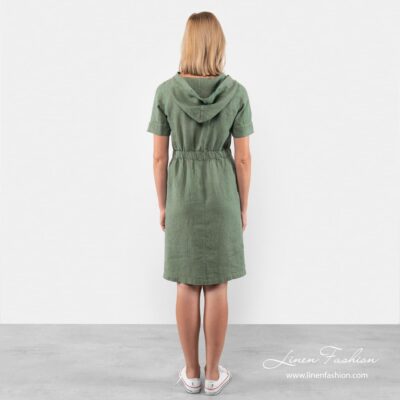 MAGALI Dress green 10 Green linen dress back side
