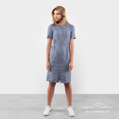 Blue linen dress full size