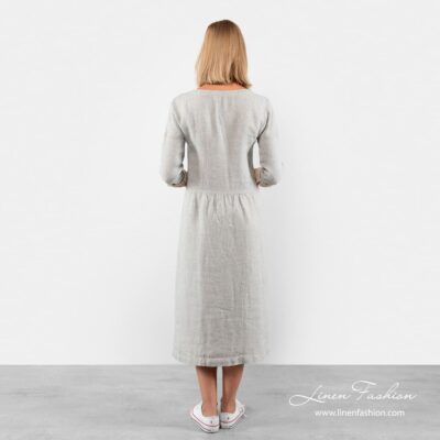 Grey linen dress back side