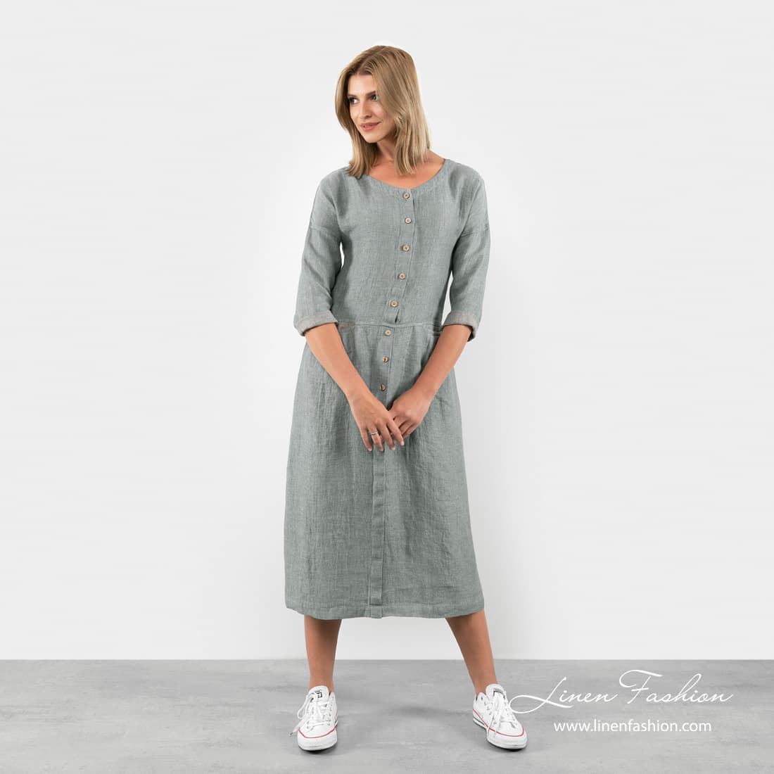ADELE greenish grey dress.