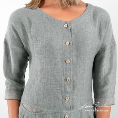 Greenish grey dyed linen dress.