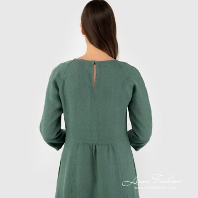 DELFINA Dress dark green 10 Green coloured linen dress.