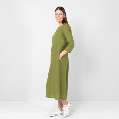 DELFINA Dress green 10 Green linen dress