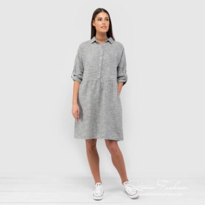 JUDIT Dress grey 6 Grey linen cotton dress full size