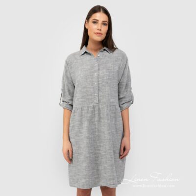 JUDIT Dress grey 7 Grey linen cotton dress