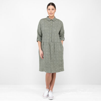 JUDIT FLORA Dress moss green 6 moss green linen dress.