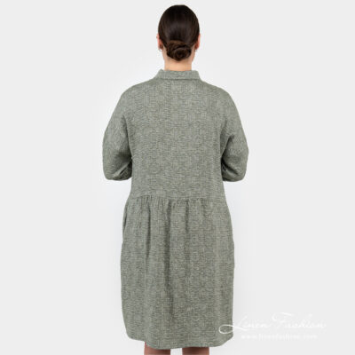 JUDIT FLORA Dress moss green 10 moss green linen dress from backside.