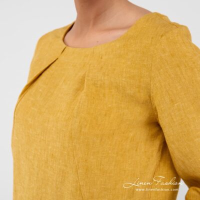 ALFA Dress yellow 8 100% linen dress, alfa.