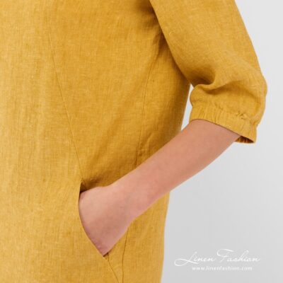 ALFA Dress yellow 9 Yellow dyed linen dress.