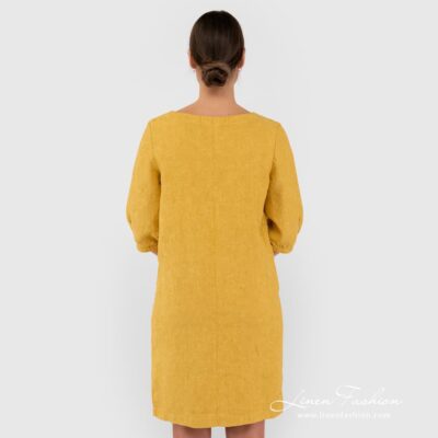 ALFA Dress yellow 10 Yellow dress of 100% linen fabric.