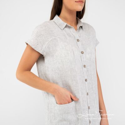 GINA Dress white 9 White linen dress with pocket