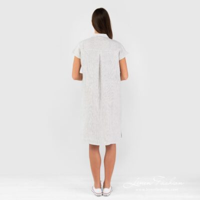 GINA Dress white 10 White linen dress from back side