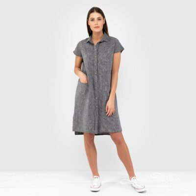 GINA Dress black 7 GINA black linen dress full size