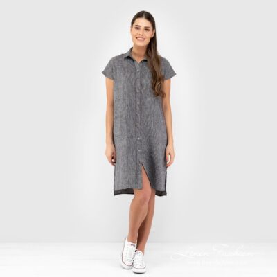 GINA Dress black 8 GINA black linen dress knee lenght