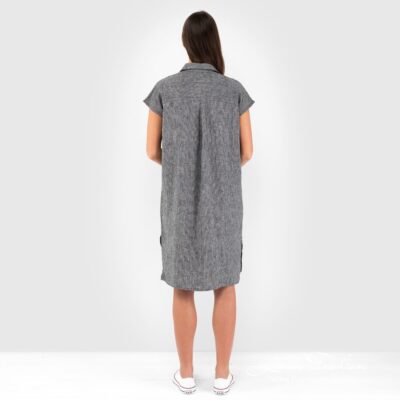 GINA Dress black 11 GINA black linen dress back side