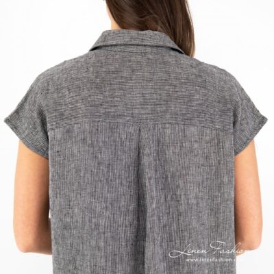 GINA Dress black 12 GINA black linen dress pleat on the back