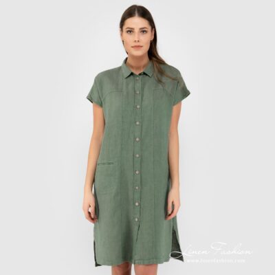 GINA Dress green 8 Green linen dress
