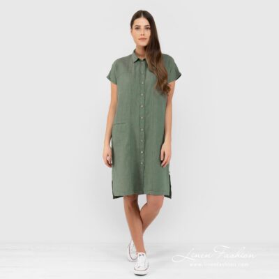 GINA Dress green 7 Green linen dress full size