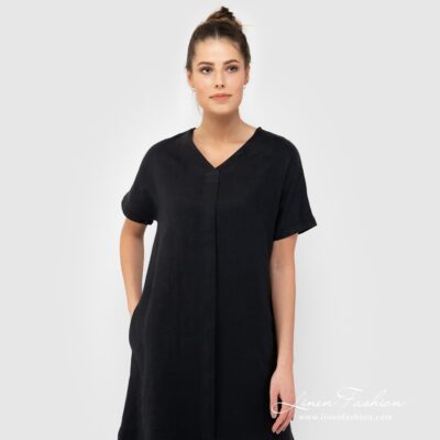TOKYO Dress black 9 100% linen dress in black colour.