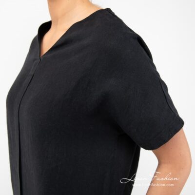 TOKYO Dress black 11 Black dress of 100% linen fabric.