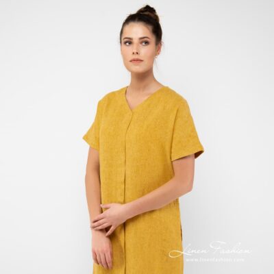 TOKYO Dress yellow 9 100% linen dress in yellow colour.