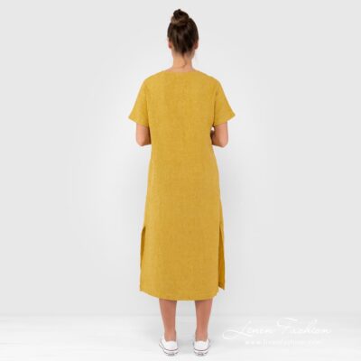 TOKYO Dress yellow 12 100% linen dress, TOKYO.