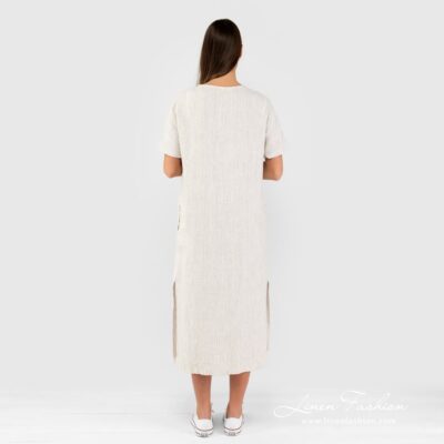 TOKYO Dress striped 10 Off white coloured linen dress.