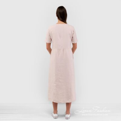 MELENA Dress light pink 8 Rosy linen dress back side