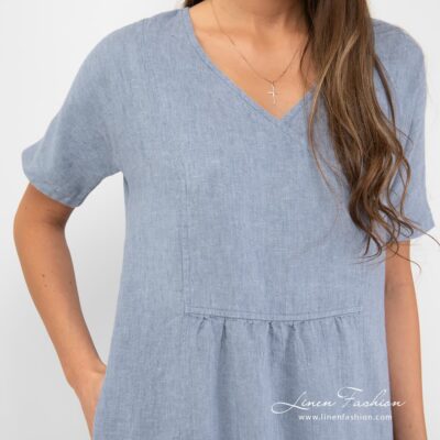 MELENA Dress light blue 7 100% linen dress in light blue.