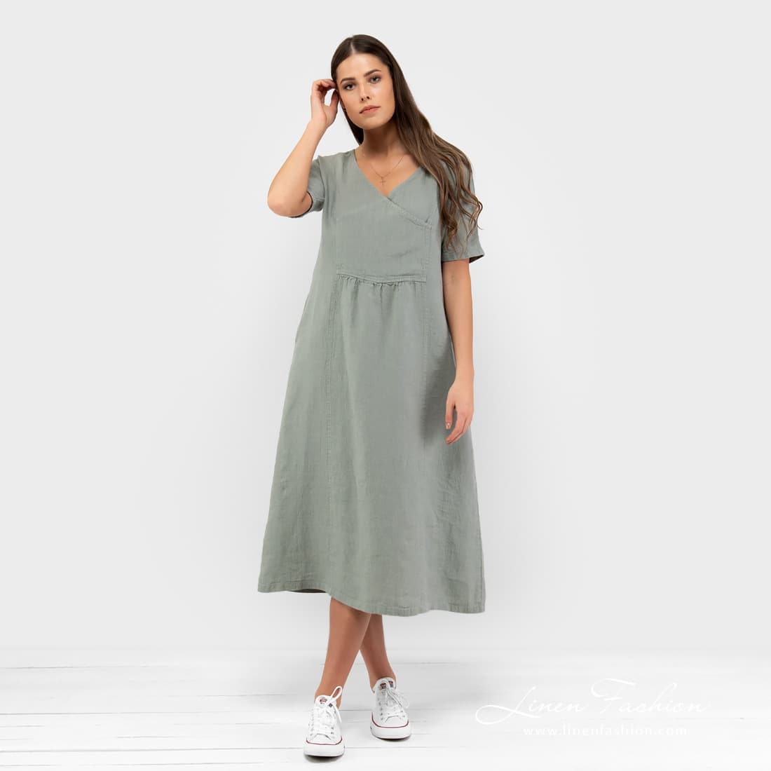 MELENA bluish green dress.