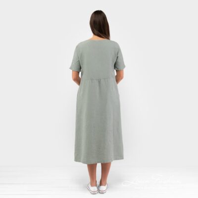 MELENA Dress bluish green 8 100% linen bluish green dress.