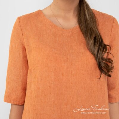 MALVINA Dress orange 10 100% linen dress in orange colour.