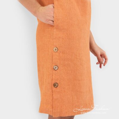 MALVINA Dress orange 11 Orange dress of 100% linen fabric.
