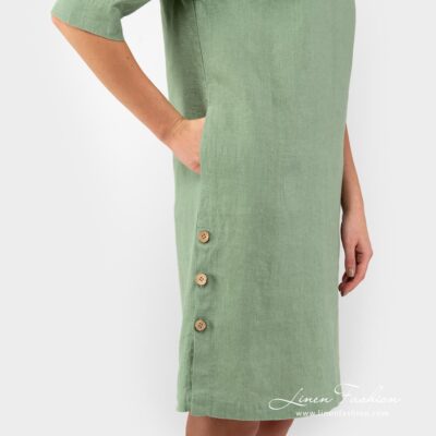 MALVINA Dress green 8 100% linen dress in green colour.
