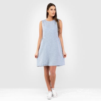 JAMAIKA Dress blue 6 Blue linen dress full size