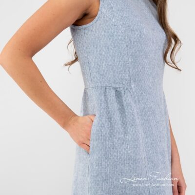 JAMAIKA Dress blue 8 Blue linen dress with pockets