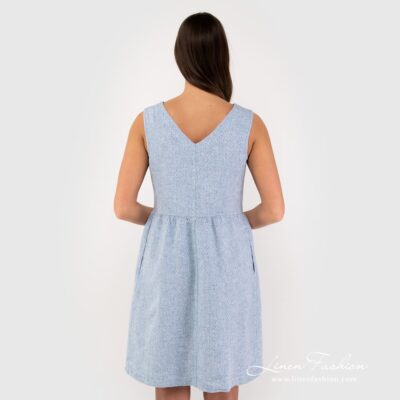 JAMAIKA Dress blue 9 Blue linen dress back side