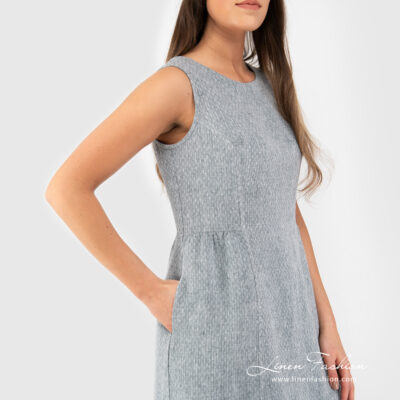 JAMAIKA Dress grey 8 Grey linen dress with pockets