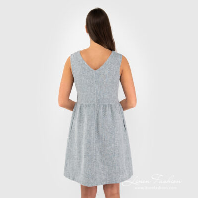 JAMAIKA Dress grey 9 Grey linen dress back side