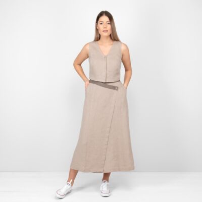 BRITTANY Vest sand 7 linen sand vest