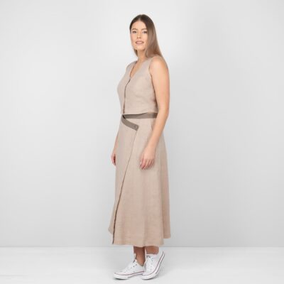 BRITTANY Vest sand 8 linen sand vest with skirt