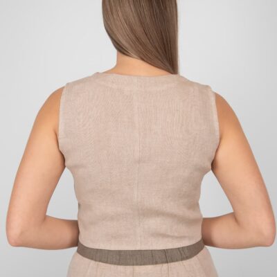 BRITTANY Vest sand 10 linen sand vest from back side
