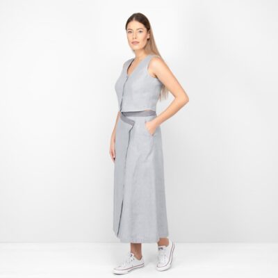 BRITTANY Vest grey 8 grey linen vest with skirt