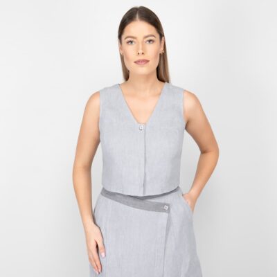 BRITTANY Vest grey 6 grey linen vest washed